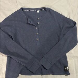 Calvin Klein Jeans Navy Waffle-Knit Long Sleeve Henley